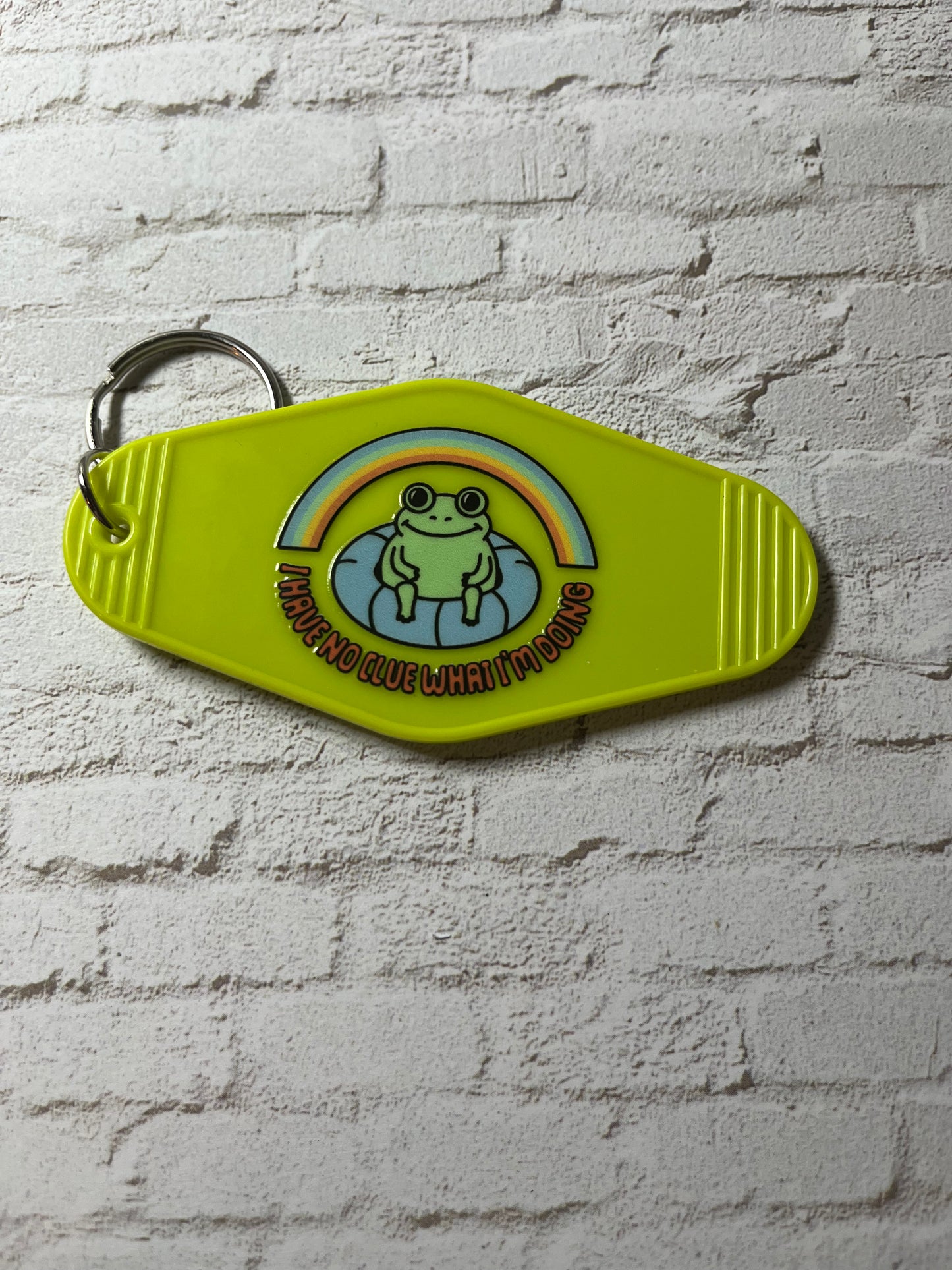 “I Have no clue what I’m doing” frog keychain